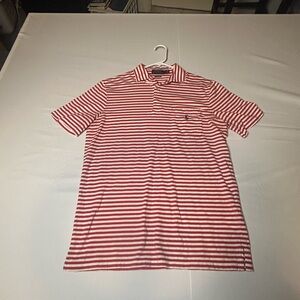 Ralph Lauren Red and White Striped Polo Shirt